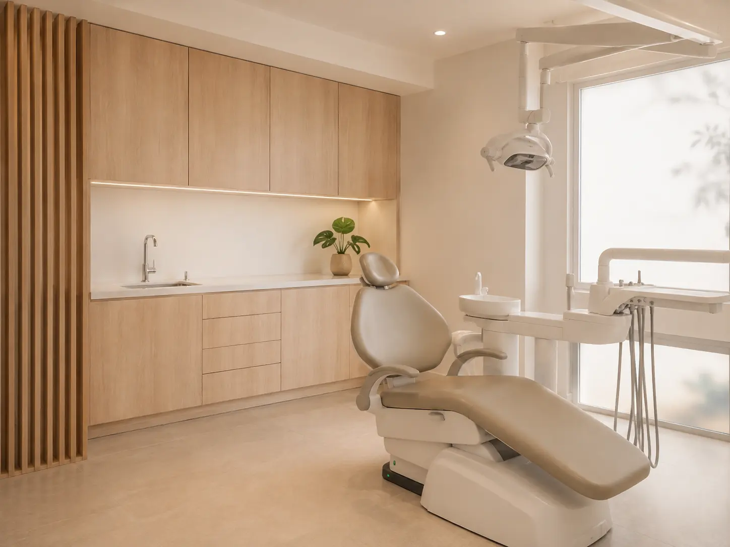 Gabinete dental ordenado y luminoso