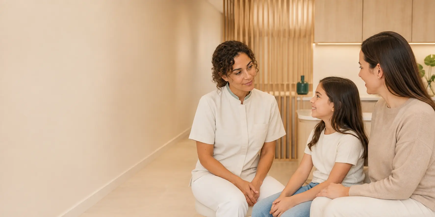 Familia durante una visita a la cl&iacute;nica dental