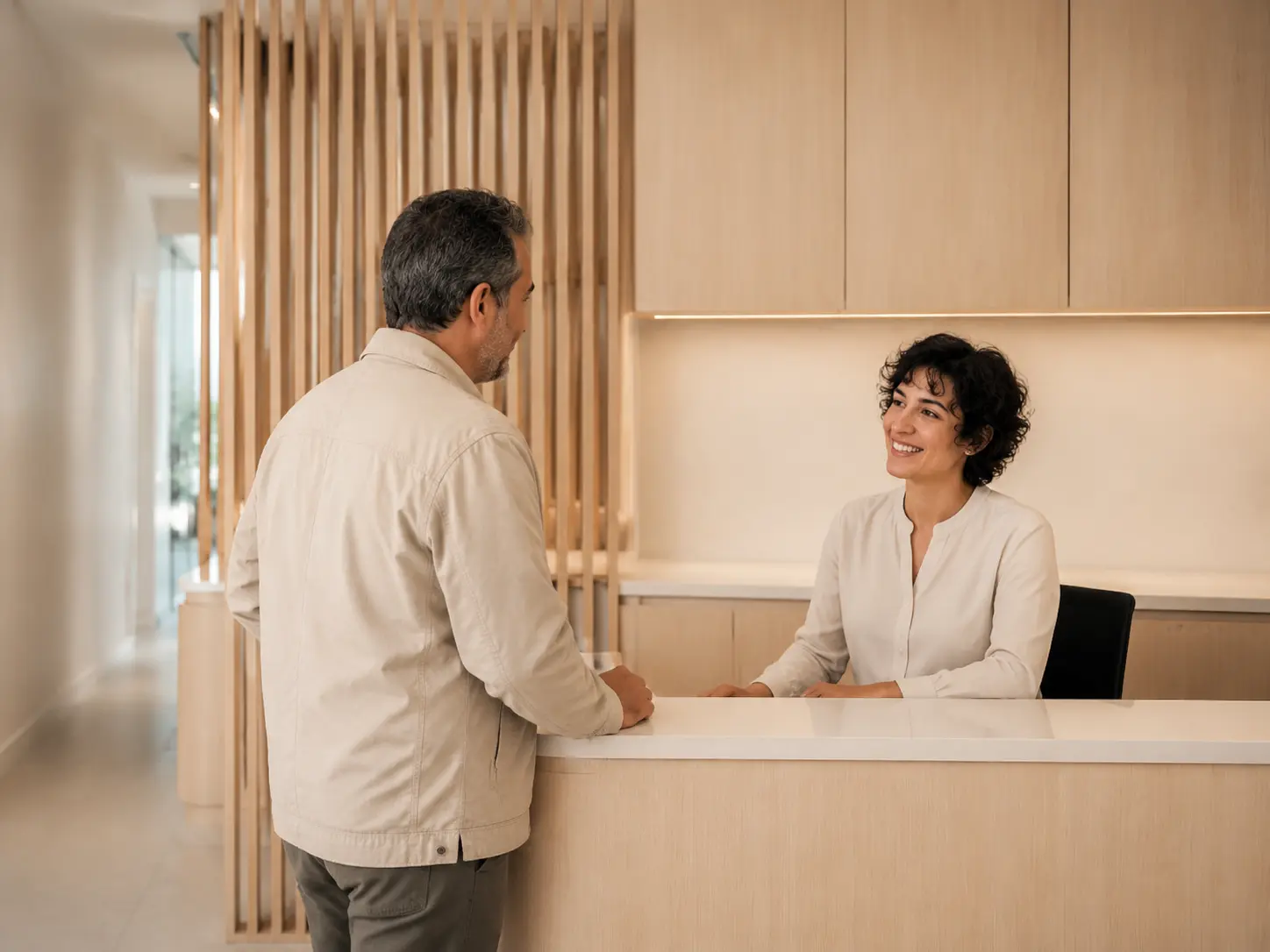 Zona de recepción de una clínica dental contemporánea